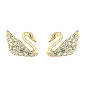 Swarovski Crystal JEWELRY Pierced Earrings SWAN, Gold -5083132