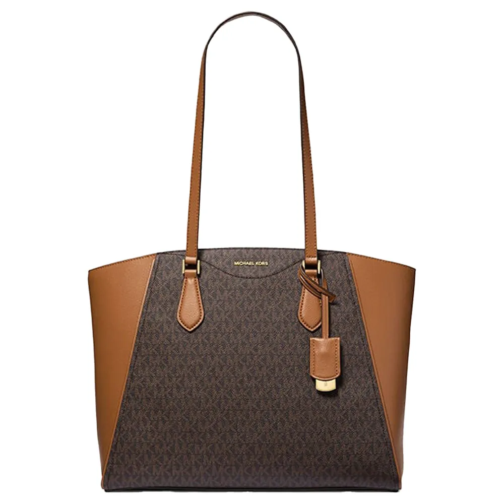 Taryn Large Signature Logo and Leather Tote Bag