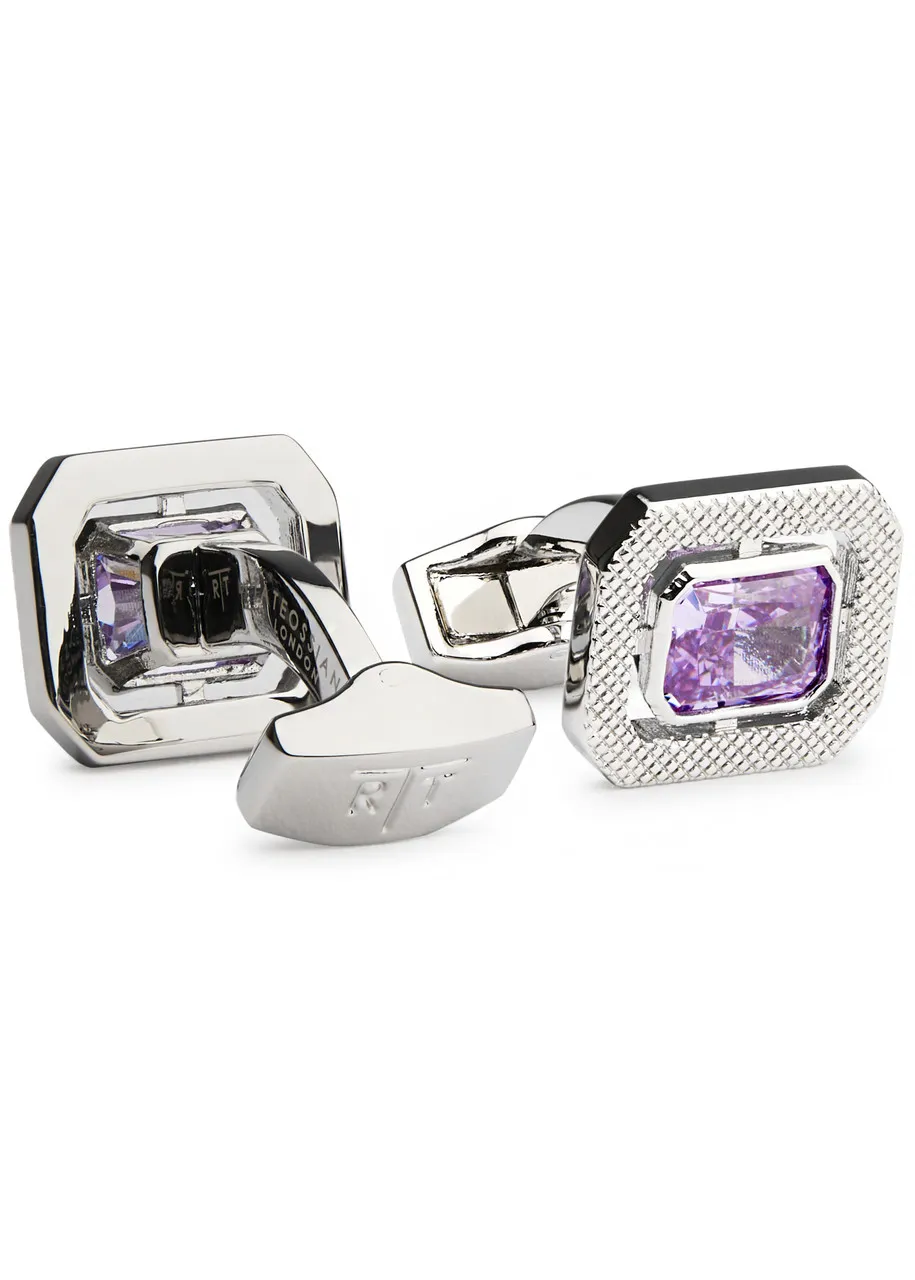 TATEOSSIAN Crystal-embellished palladium-plated cufflinks  -                         -                     -                