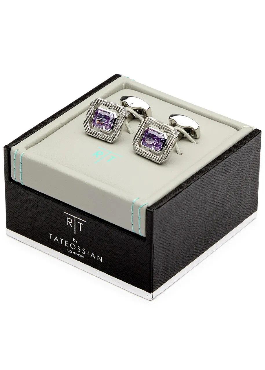 TATEOSSIAN Crystal-embellished palladium-plated cufflinks  -                         -                     -                