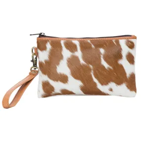 The Design Edge Toronto Tan and White Hairon and Tan Leather Clutch - Toronto 69992