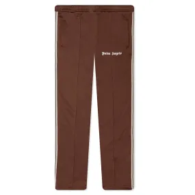 Thin Waist Slim Track Pants - Brown/Off-White