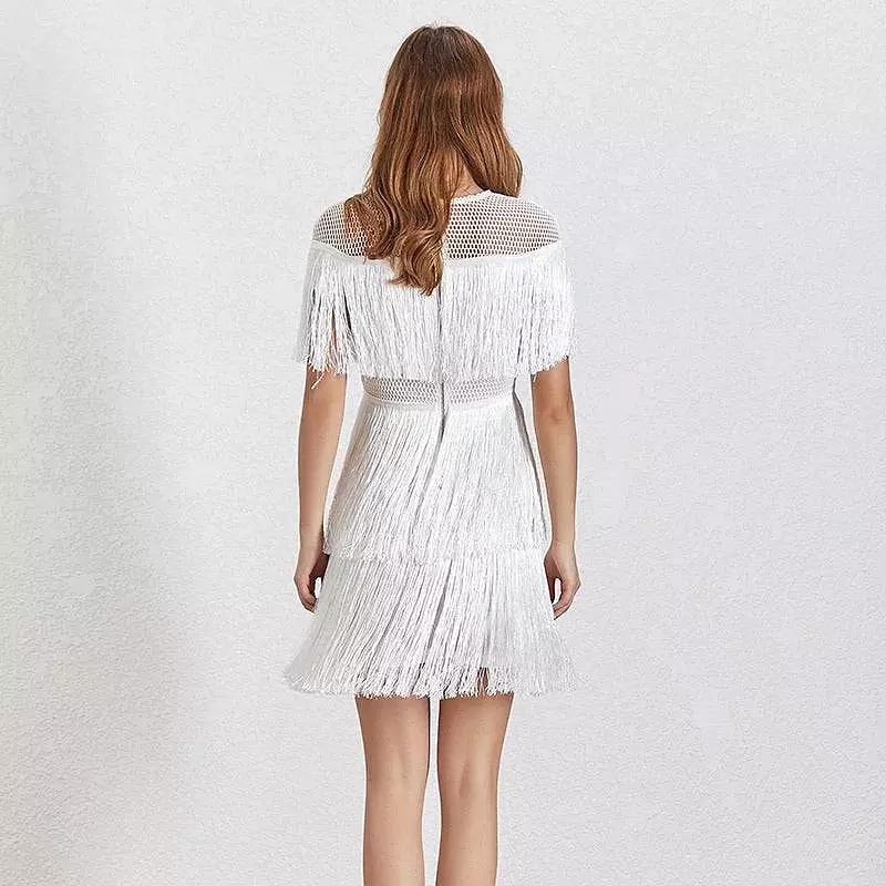 Three Layer Fringe Lux Mesh Dress