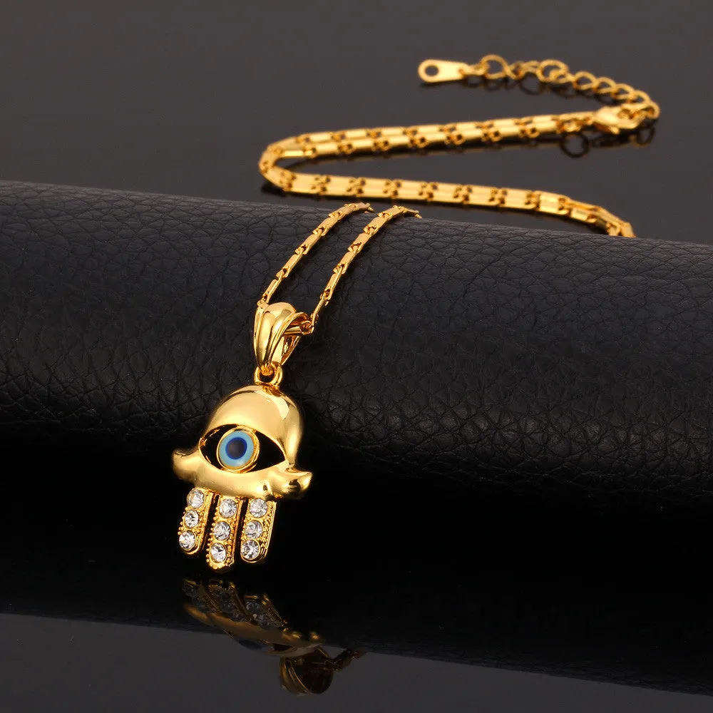 U7 Jewelry Hamsa Hand Evil Eye Pendant Necklace