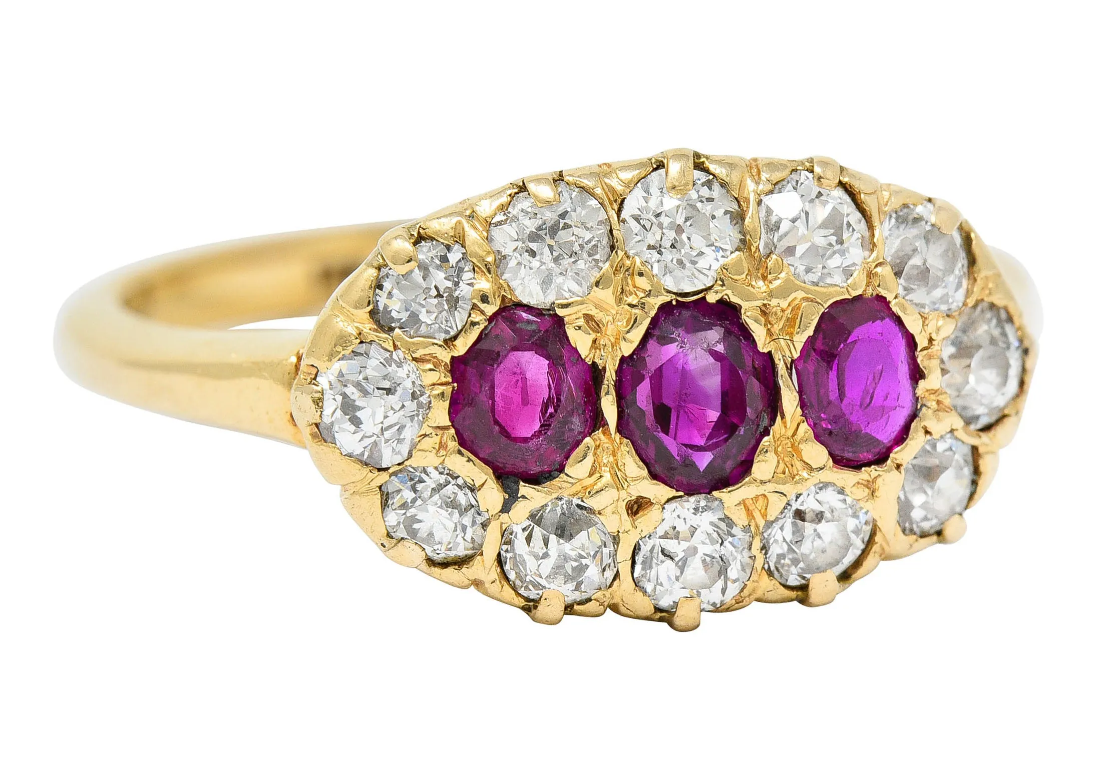 Victorian 1.93 CTW Diamond Ruby 14 Karat Gold Cluster Ring