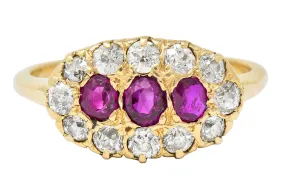 Victorian 1.93 CTW Diamond Ruby 14 Karat Gold Cluster Ring