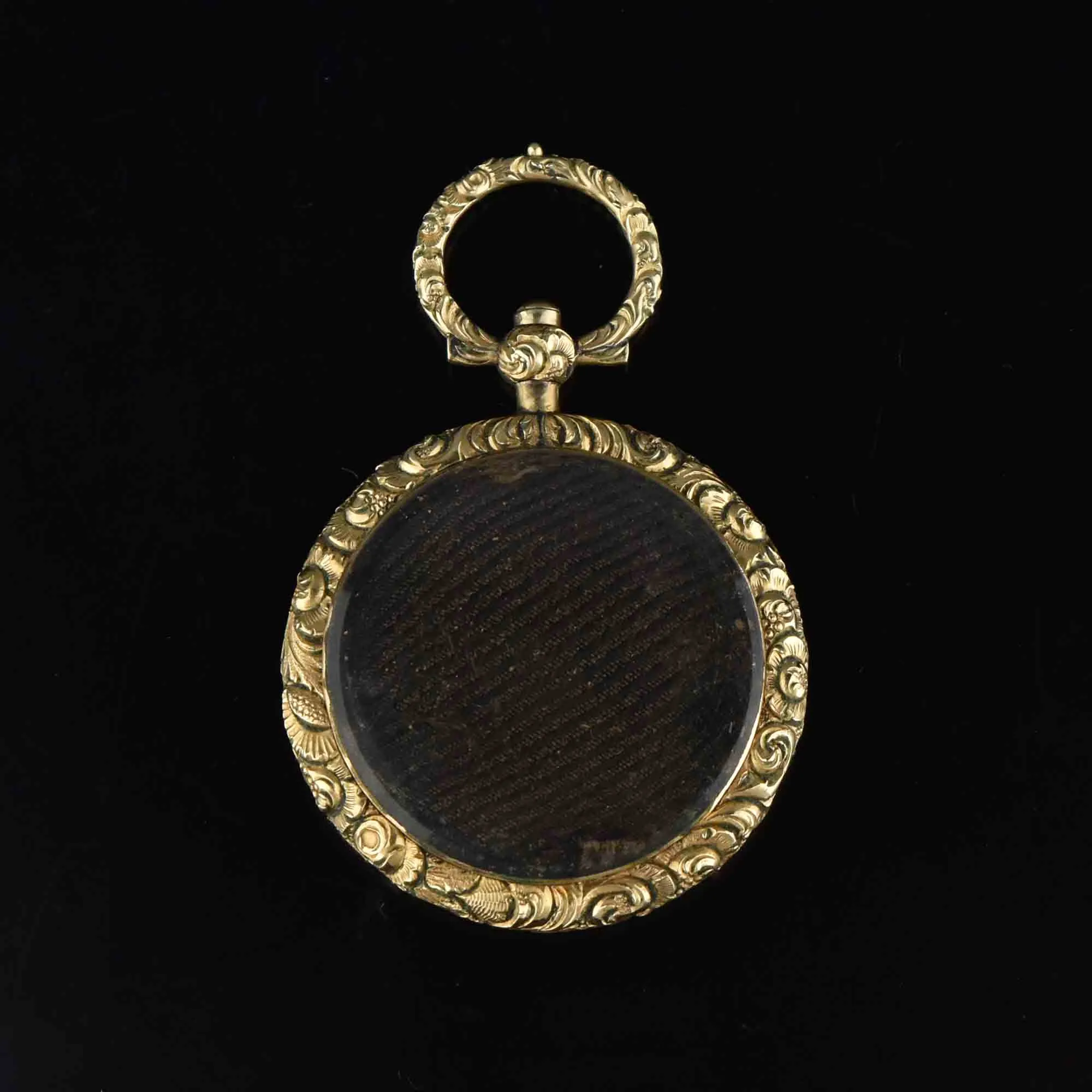 Victorian Georgian Repousse Gold Locket, Mourning Jewelry