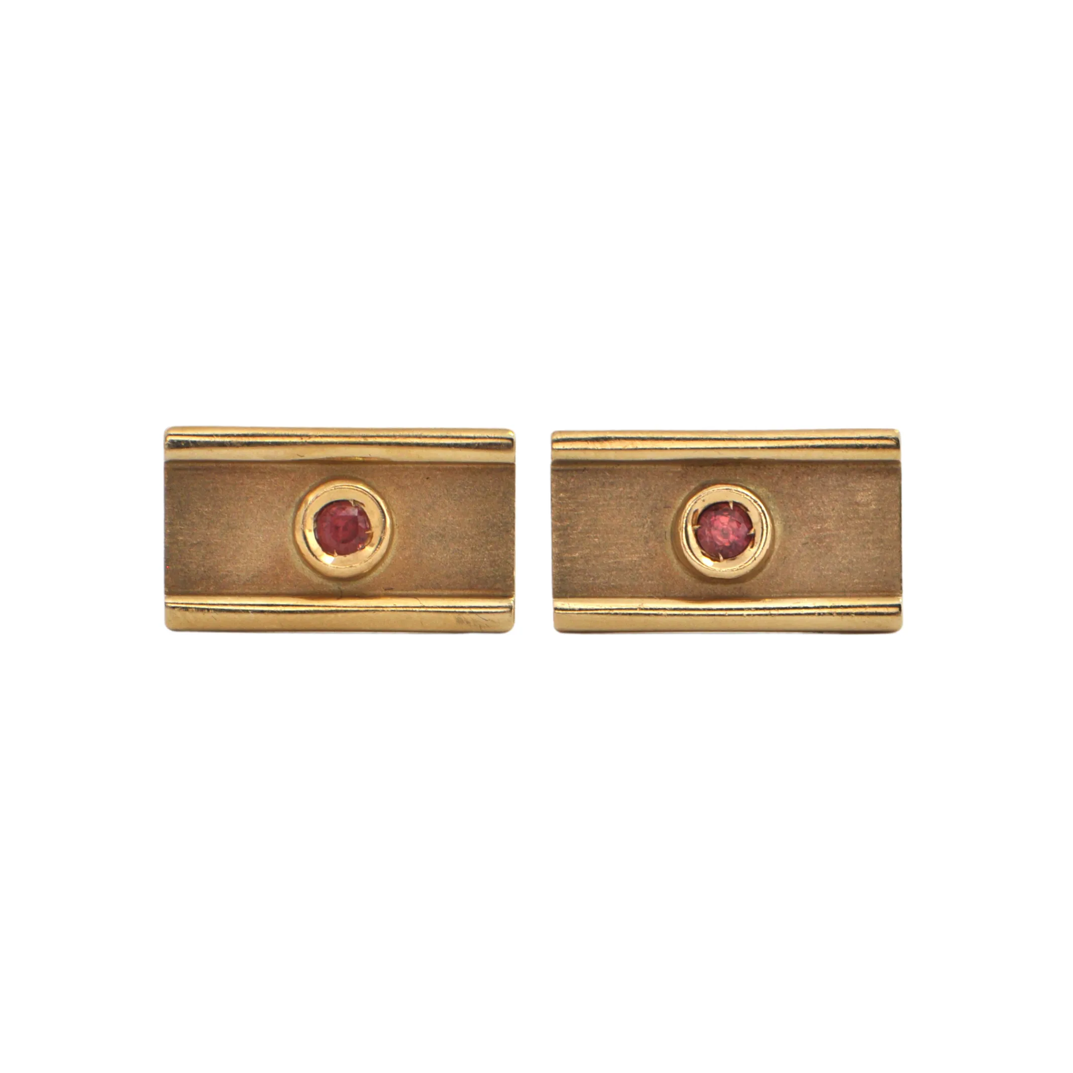 Vintage 14/18k Gold Padparadscha Sapphire Cufflinks