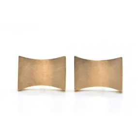 Vintage 18k Yellow Gold Curved Rectangular Cufflinks