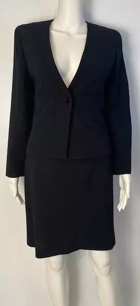 Vintage Chanel 98A, 1998 Fall black skirt suit FR 36