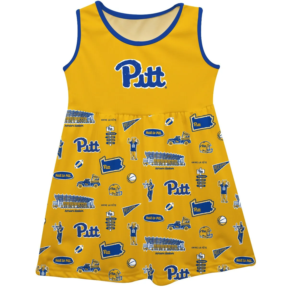 Vive La Fete Pitt Panthers Girls Toddler Gold Impressions Artwork Tank Top Dress