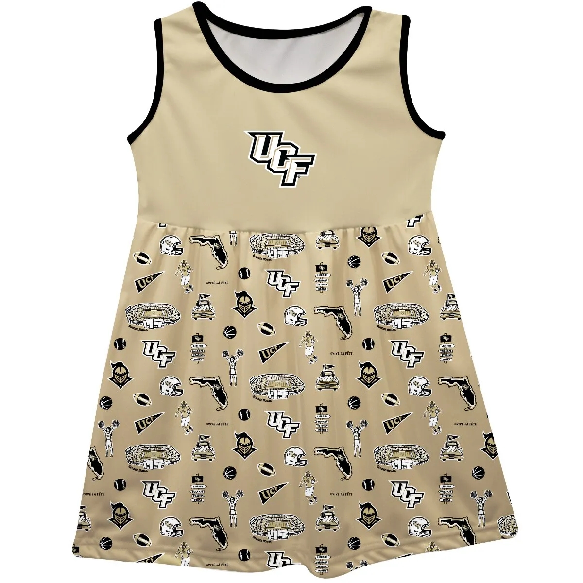 Vive La Fete UCF Knights Girls Toddler Gold Impressions Artwork Tank Top Dress