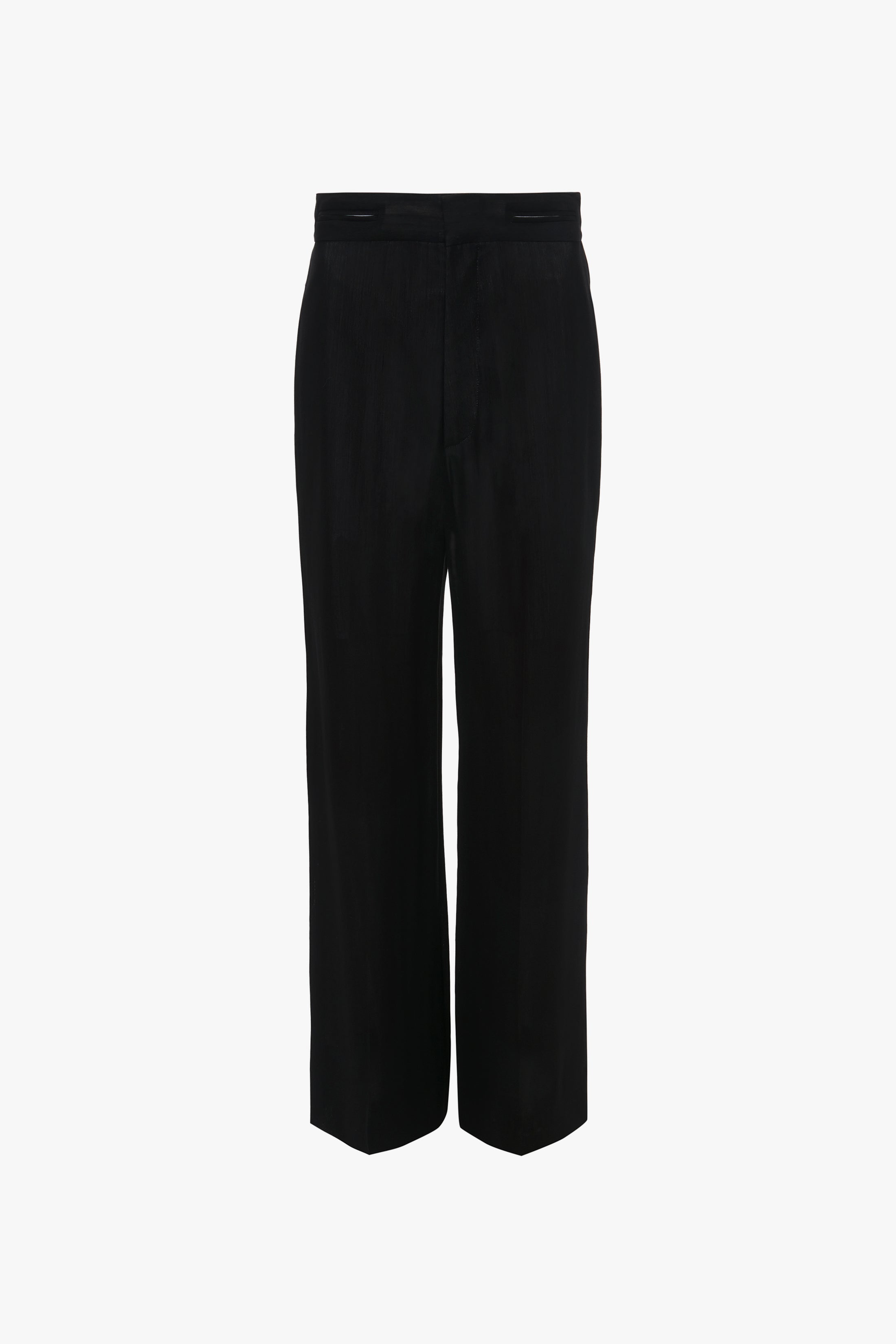 Waistband Detail Straight Leg Trouser In Black