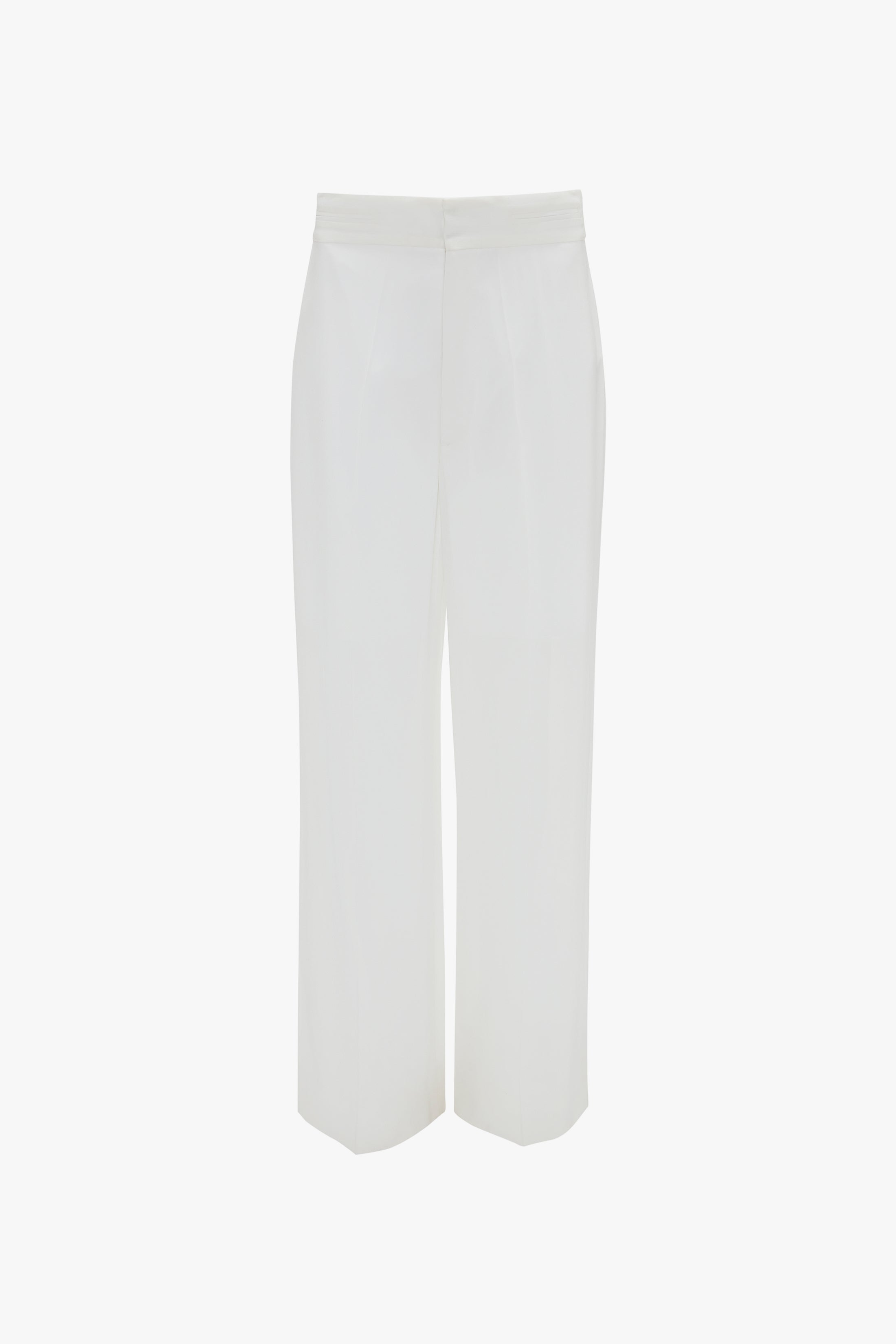 Waistband Detail Straight Leg Trouser In White