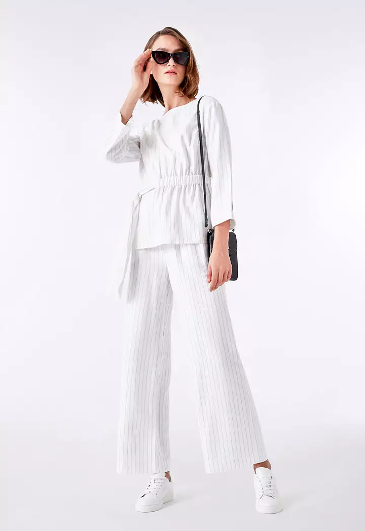 White Stripe Straight Leg Trouser