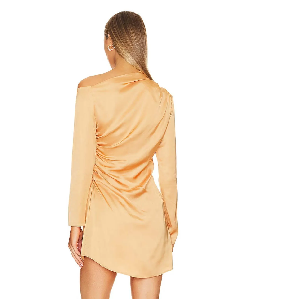 Womens Jamie Tawny Side Ruched Long Sleeve Mini Dress - Gold