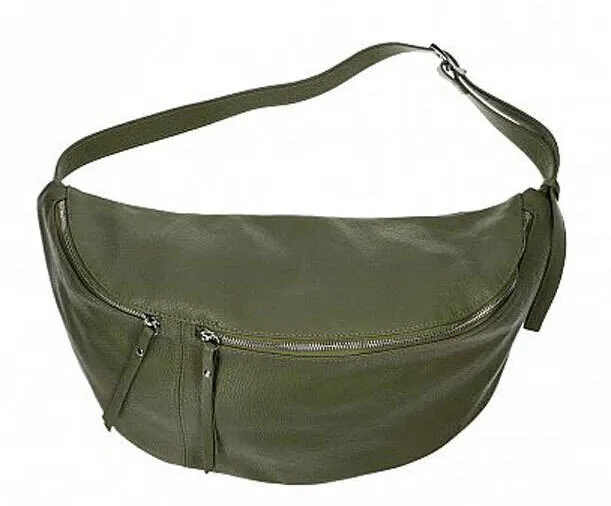 Women's military green leather belt bag \logan\