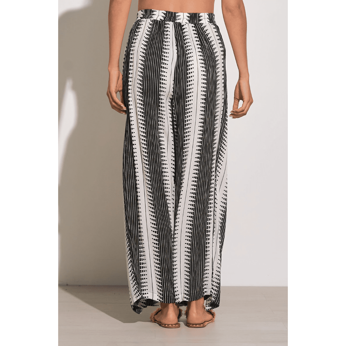 Wrap Front Pants in Black/White Kenya