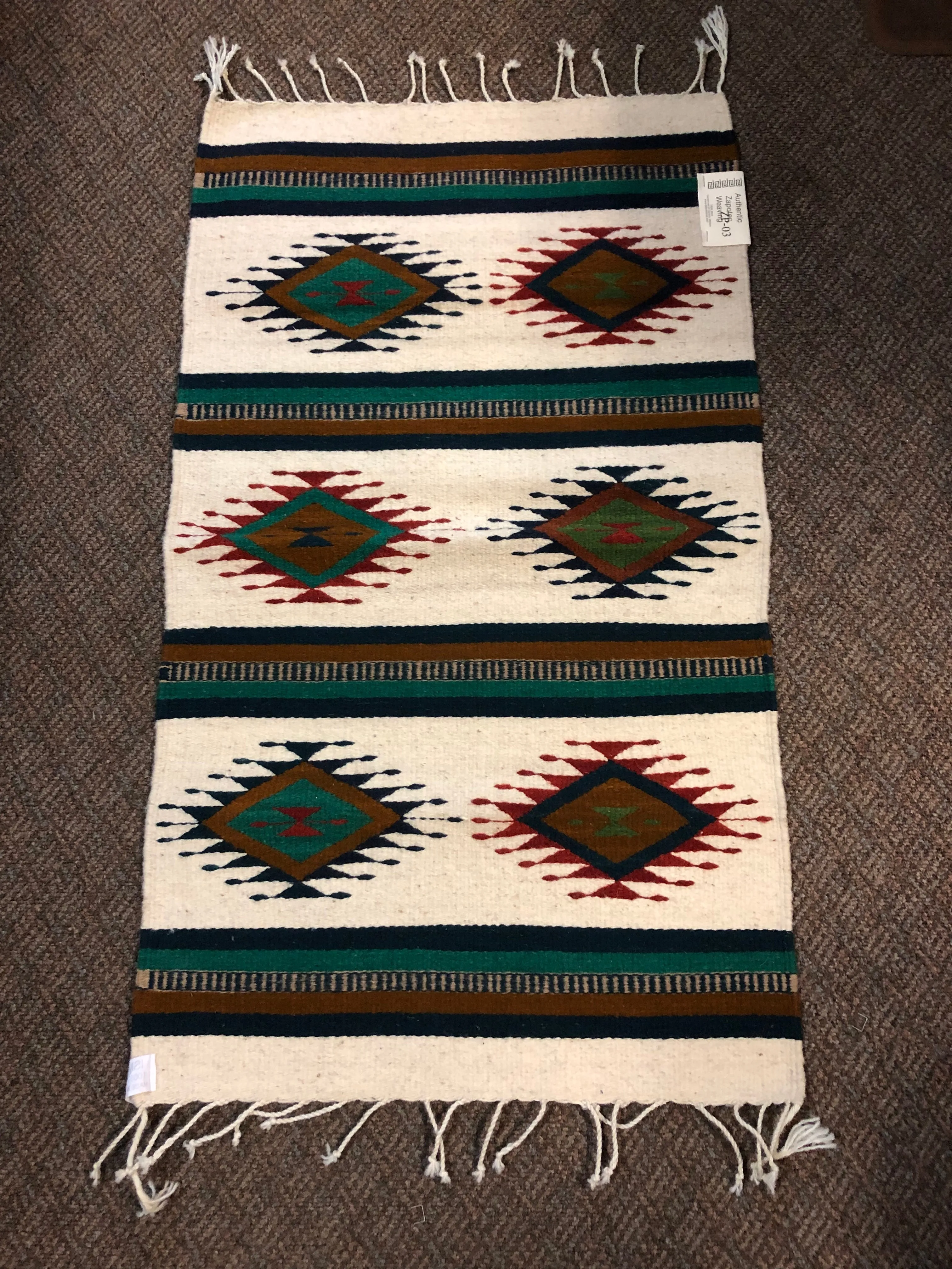 Zapotec handwoven wool mats, approximately 21” x 43” ZP3